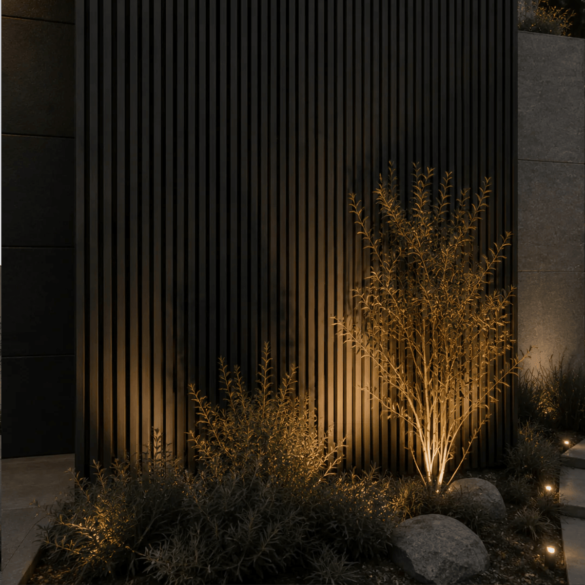 Panel WPC exterior Negro detalle perfil negro mate | SRJ Tu Hogar Uruguay