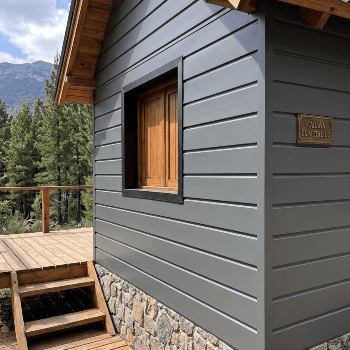 Revestimiento exterior metal siding Gris Grafito detalle perfil | SRJ Tu Hogar Uruguay
