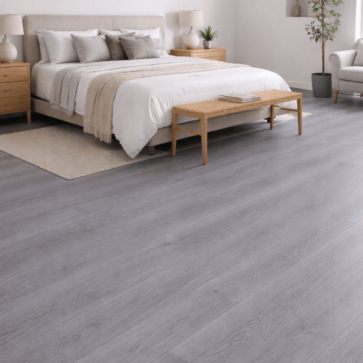 Piso vinílico SPC Gris Grafito detalle textura oscura premium | SRJ Tu Hogar Uruguay