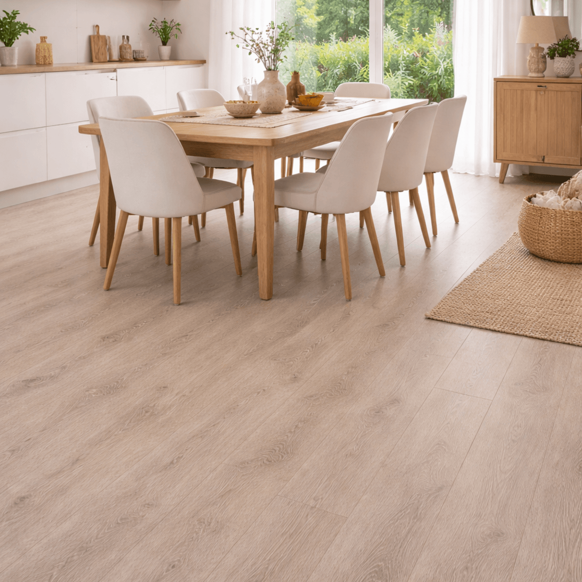 Piso vinílico SPC Nórdico detalle madera clara estilo nordico | SRJ Tu Hogar Uruguay