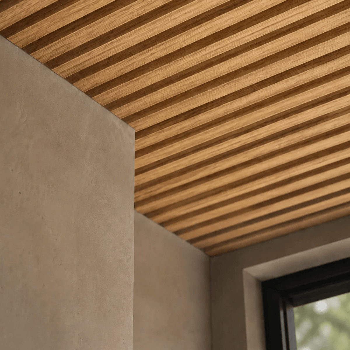 Panel WPC interior Arce instalado en living moderno | SRJ Tu Hogar Uruguay
