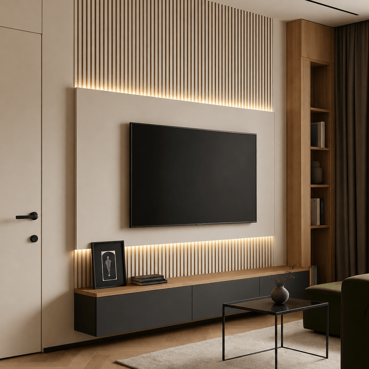 Panel WPC interior Madera Natural pared decorativa living | SRJ Tu Hogar Uruguay